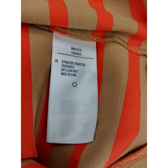 Fossil Women's Boho Preppy Tan Khaki & Orange Striped Pencil Skirt Size Large - Picture 6 of 8